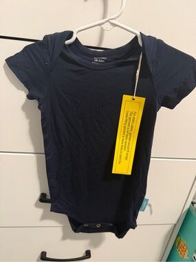 New PurComfy Navy Short-Sleeve Bamboo Bodysuit (18-24M)